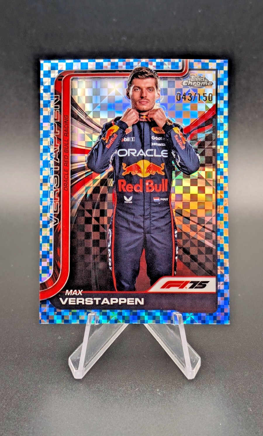 #/150 2025 Topps Chrome Formula 1 MAX VERSTAPPEN Portrait Blue Checker #/150
