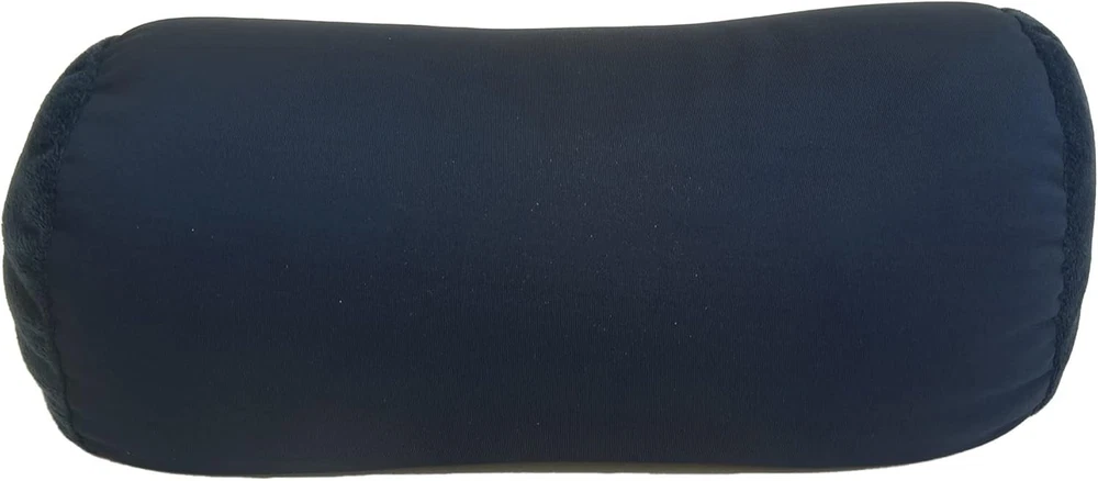 Compact Microbead Travel Pillow with Lumbar Support and Neck Roll in Blue