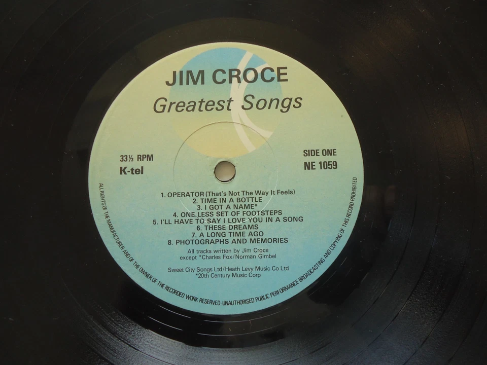 Jim Croce Greatest Songs LP (1980) NE 1059 IMPORT - Image 3 of 3