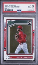 2024 Justin Crawford Donruss Optic Rated Prospect #164 GEM MT 10 POP 1