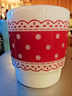 Vintage Fireking Milk Glass Mug Red Polka Dot Lace Pattern Anchor Hocking USA — photo 2