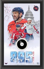 Alex Ovechkin Capitals Framed Signed 895th Goal Hockey Puck Shadowbox with Puck
