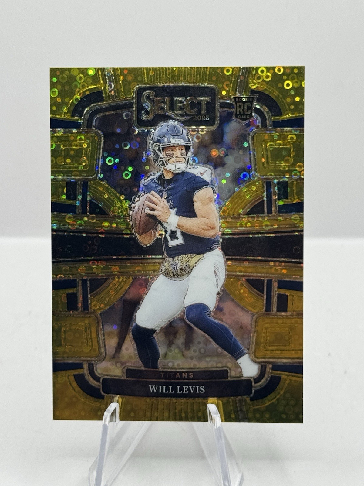 Will Levis Gold Disco Prizm RC 10/10 2023 Panini Select #96 Tennessee Titans