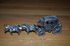 Vintage Pewter 2 Piece Concord (NH) Stage Coach Horses 1981