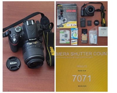 Nikon D3200 Digital SLR Camera 18-55mm Lens Macro Flash ShutterCount  7071