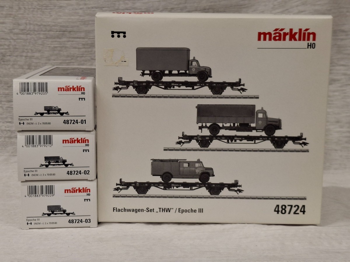 Marklin 48724 Flat Car Set 3 THW Exclusive LN/Box | eBay
