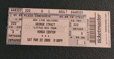 George Strait & Little Big Town Unused Full Ticket 2008 Honda Center Anaheim Ca
