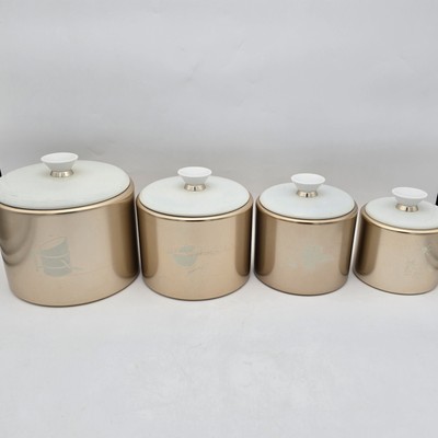 Mirro Aluminum Canister Set Vintage Copper White Mid Century Rose Gold