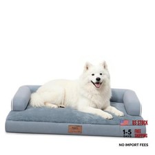 Orthopedic XL Dog Bed with Bolster for Extra 42.0"L x 30.0"W x 8.0"Th Grey