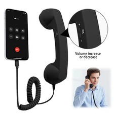 Retro Phone Handset USB-C Wired Handsets Style Landline Handle Receiver Black