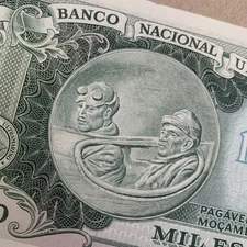 Aviation Large Mozambique Currency 1000 Escudos 1972 Banknote World Paper Money