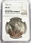 1922-P Peace $1 NGC Certified MS63 Silver Dollar!