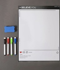 Magnetic Dry Erase Whiteboard for Fridge, 16"x12"