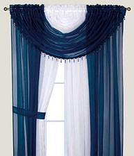 Sheer Curtains - Two Tone 4 Panels Set W/Valance Tiebacks, 55"X95", Lightweigh