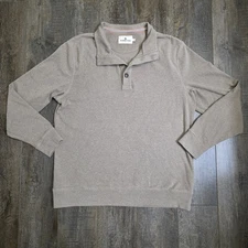 The Normal Brand Sweater Mens Large Tan Beige Puremeso Button Popover Pullover