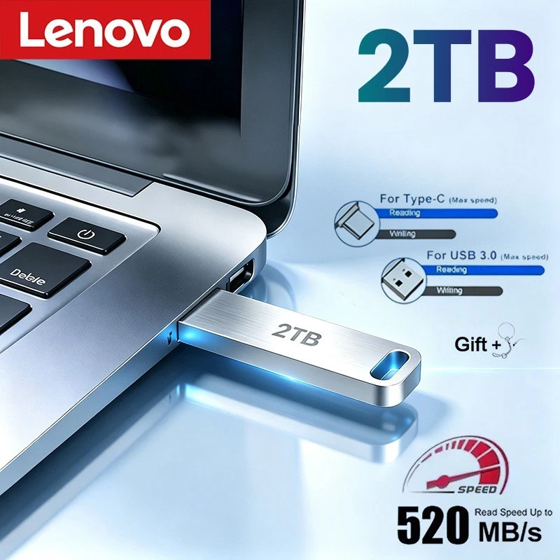Lenovo USB 3.0 Flash Drive 1TB 2TB Metal Memory Stick High Speed U D