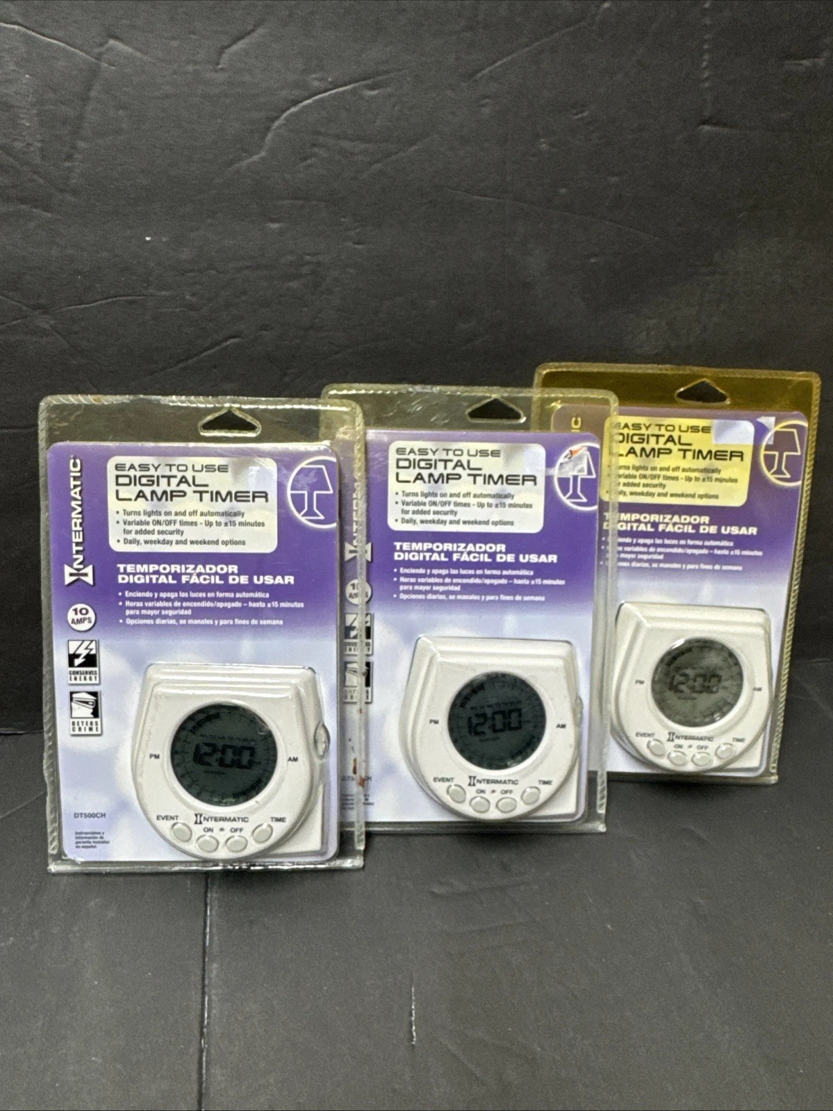 Lot of 3 Intermatic DT500CH Digital Lamp Timers in New Old Stock (NOS) 7 day pro