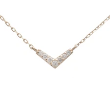 ete Layer Diamond Necklace K10YG Yellow Gold Authentic Used F/S