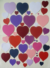 Hearts Die Cut Nesting Pierced Edge, Set of 50 in 5 Sizes and 10 Colours.