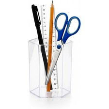 Clear Acrylic Hexagon Pen Holder for Desk Organizer Multipurpose Makeup