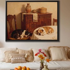 Boston Terrier Oil Painting Canvas Print Living Room Dog Artwork Home Decor