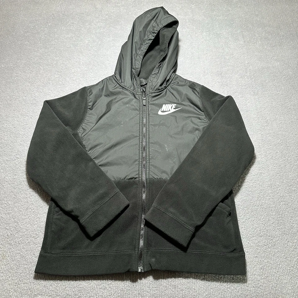 Nike Boy Youth Hooded Full Zip Sherpa Fleece Lined Jacket Black Size XL - Image 2 of 4