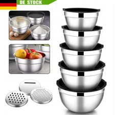 5er set Edelstahl Schüssel Rührschüssel Küchenschüssel mit Deckel Salatschüssel