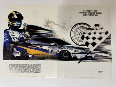Original 1997 Volvo S40 BTCC Rydell Magazin Werbung Poster Rahmen Fertig Garage