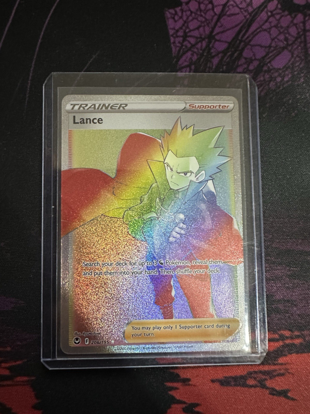  Lance 206/195 Ultra Rare Rainbow Full Art Trainer Silver Tempest NM Pokemon TCG