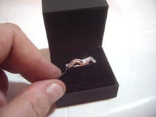 solid silver wavey band- sparkling genuine natural mix of sapphires size p-tags