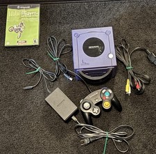 Nintendo GameCube Console -Black-Controller & Cables + 1 Game Tested Works Great