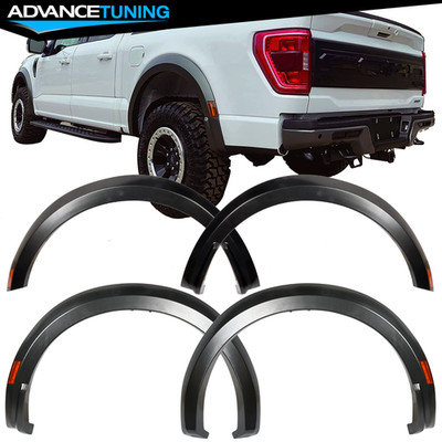 Fits 21-24 Ford F150 R Style Fender Flares Wheel Cover 4PCS Set Matte Black PP