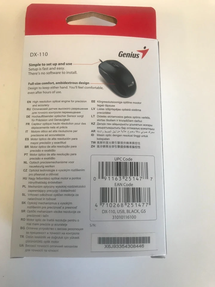 Genius DX-110 Optical Mouse USB Wired Optical Mice For PC Laptop UK NEW - Image 3 of 4