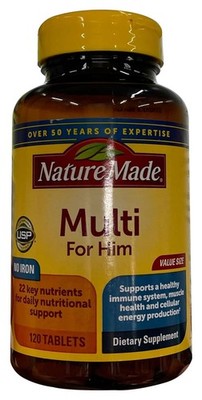 Nature Made Multi For Him with D3 120 Tablets NO IRON 6-2026