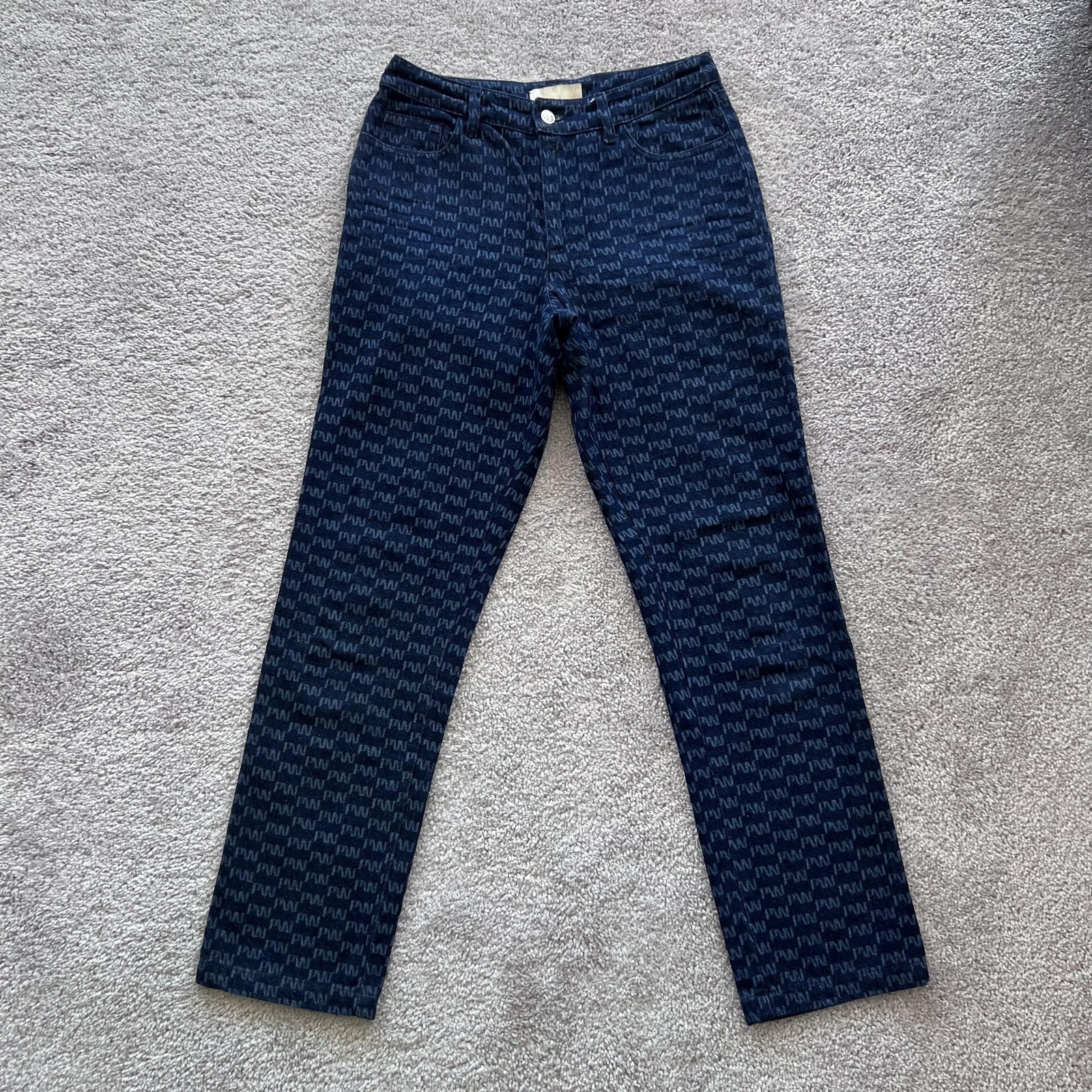 Paloma Wool Keira Monogram Straight Leg Jeans Womens 38 Blue High Rise Denim