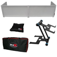 ProX White Trim 6ft Table Top DJ Facade Frontboard w Travel Bag Laptop Stand