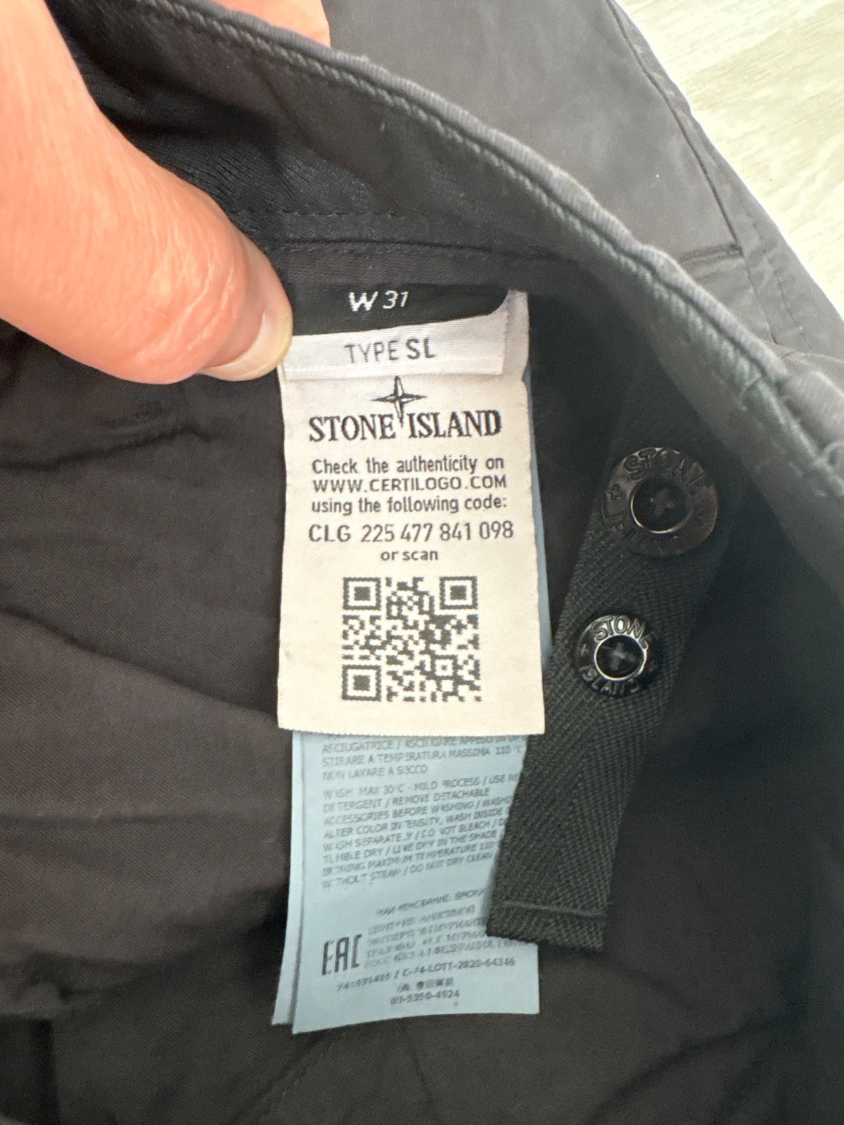 $445 New Authentic STONE ISLAND Badge Logo Black Cargo Pants Size Tag 31 W 32-33 thumbnail 9