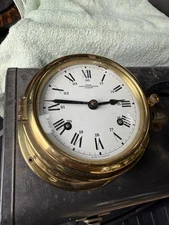 Vintage WEMPE Chronometerwerke Nautical Brass Ship Clock Hamburg Germany Works
