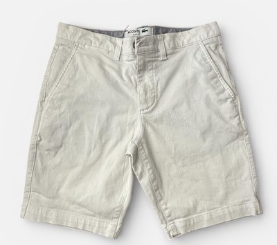 Lacoste Women s Slim Fit Chino Khaki Above the Knee Off White Shorts Sz 33 (L)