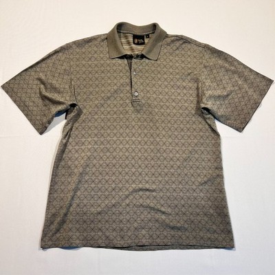 Vintage Bobby Jones Golf Polo Geometric Gray Men's Medium Made In Italy