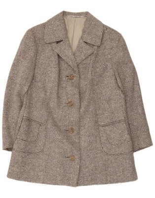 Hucke Damen Blazer Sakko 4 Knöpfe UK 14 mittelgrau Fischgrät CN01
