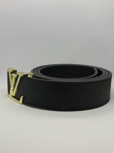 Louis Vuitton Gold Monogram Black Leather Belt Size 120/48 Fits 32–38″ Waist