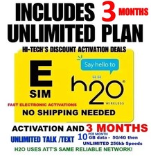 H2O ESIM ACT   INCLUDES 3 MONTHS H20 WIRELESS   UNLIMITED   10GB - EVERY MONTH 