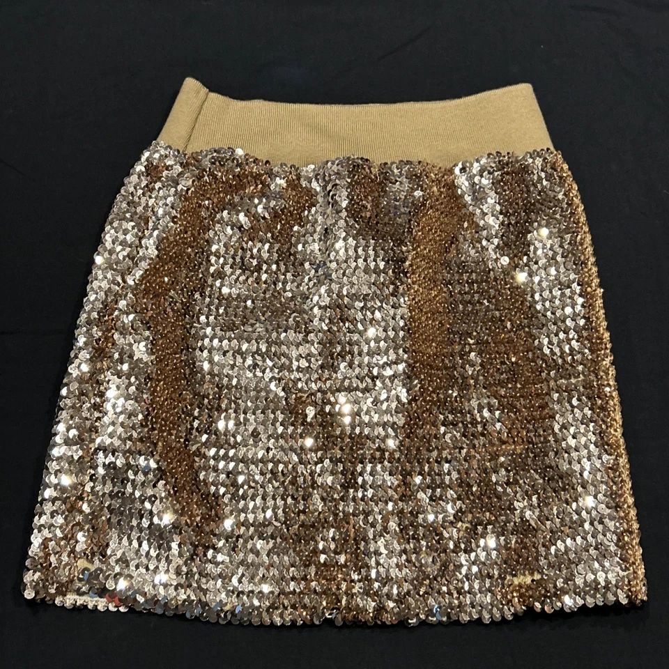 Minifalda de lentejuelas doradas blancas Lily S brillante glamour ropa de fiesta noche fuera A27 Foto 4 de 4