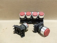Lot of 6 Allen Bradley Push Button Red 800E w/ 800E-A3L Latch