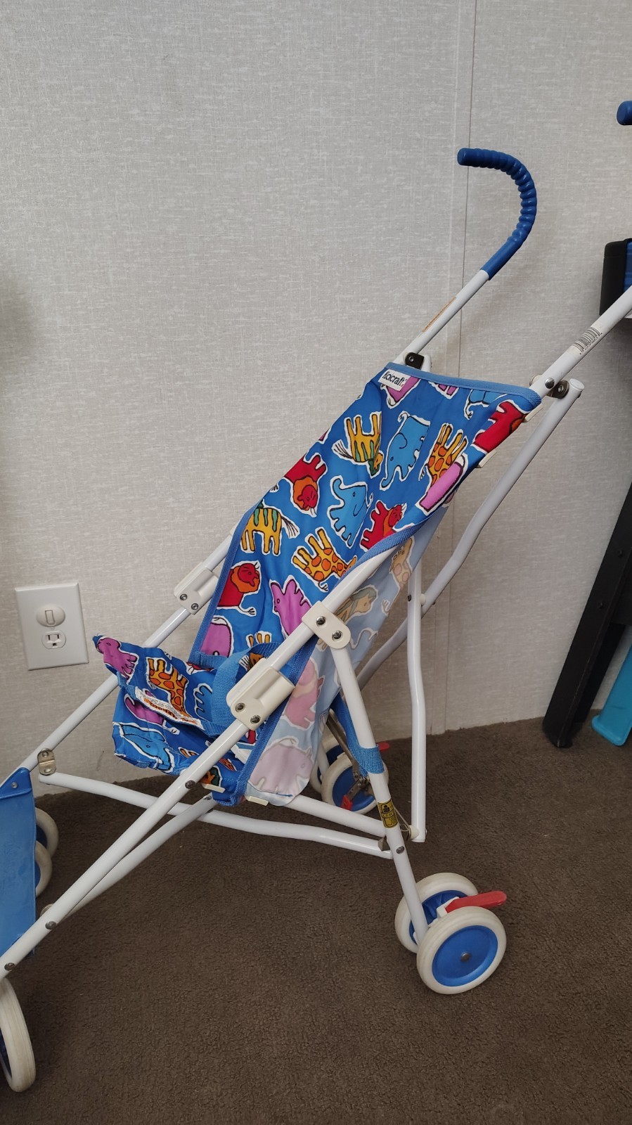 Vintage Kolcraft Umbrella Style Stroller Foldable Colorful Animals *FLAWS*