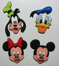 4 Vintage Disney 3-D Mickey Mouse Minnie Goofy Donald Duck Refrigerator Magnets