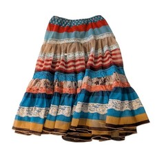 Mary-Kate  Ashley Tiered Ruffle Skirt Girls Sz XS Boho Prairie Patchwork Y2K
