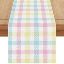 Linen Buffalo Check Plaid Spring Table Runner 72 Inches Table Runner,13" x 72"
