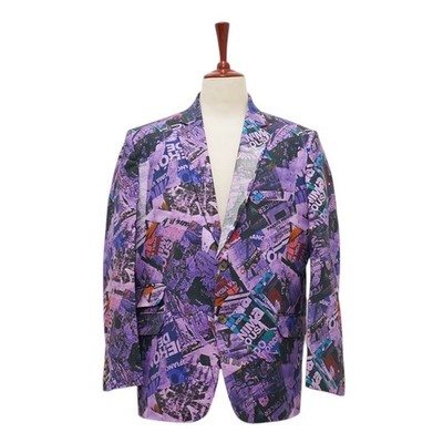 Mens 46R Abstract Graphic Print Blazer Purple Statement Sport Coat Jacket